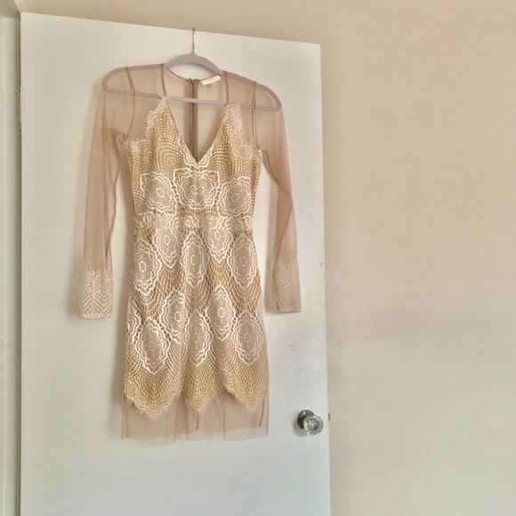 Luxxel Dresses & Skirts - Long Sleeve Lace Mesh Dress